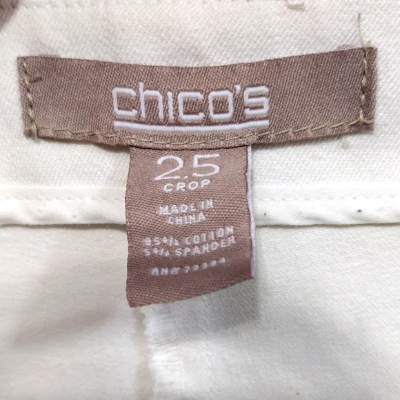 Chico's Cropped Pants Women's L White Tapered Minimalist Summer Business Career - Picture 7 of 7